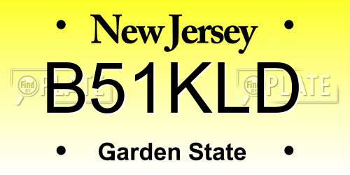 B51KLD New Jersey License Plate