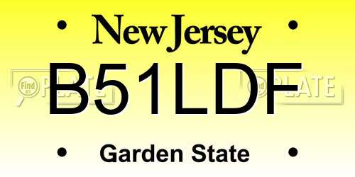 B51LDF New Jersey License Plate