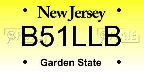 B51LLB New Jersey License Plate