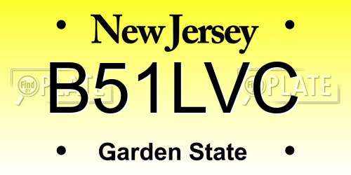 B51LVC New Jersey License Plate