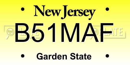 B51MAF New Jersey License Plate