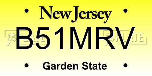 B51MRV New Jersey License Plate