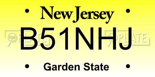 B51NHJ New Jersey License Plate