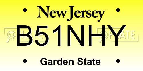 B51NHY New Jersey License Plate