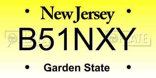 B51NXY New Jersey License Plate