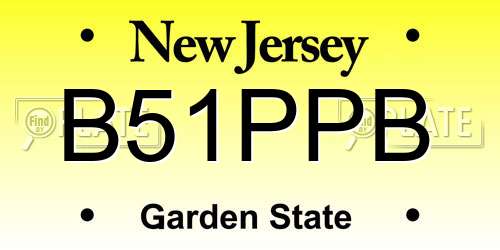 B51PPB New Jersey License Plate