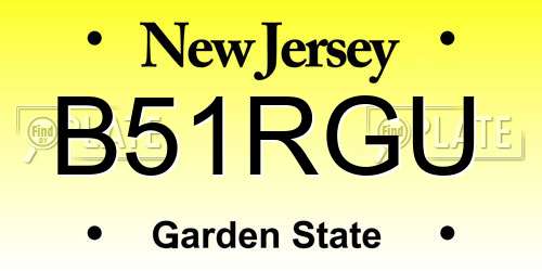 B51RGU New Jersey License Plate