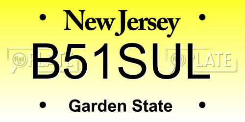 B51SUL New Jersey License Plate