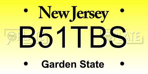 B51TBS New Jersey License Plate