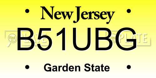 B51UBG New Jersey License Plate