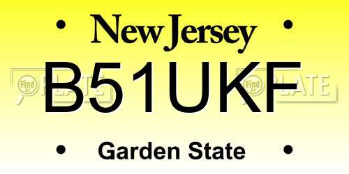 B51UKF New Jersey License Plate