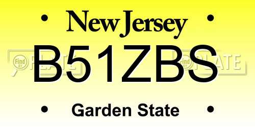 B51ZBS New Jersey License Plate
