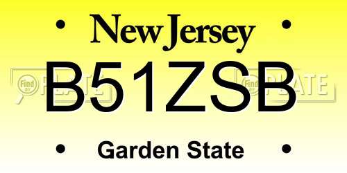 B51ZSB New Jersey License Plate