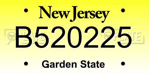 B520225 New Jersey License Plate
