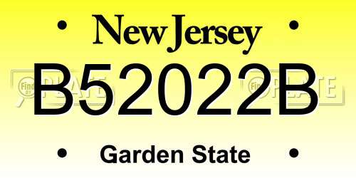 B52022B New Jersey License Plate
