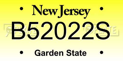 B52022S New Jersey License Plate