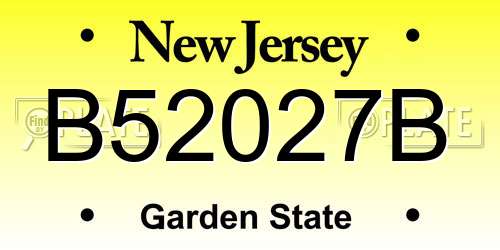 B52027B New Jersey License Plate