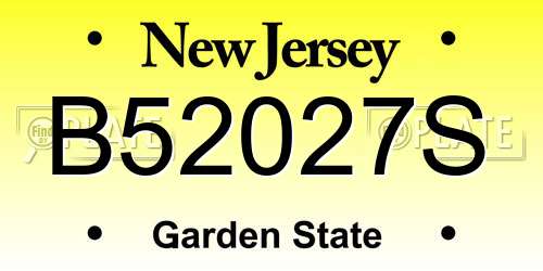 B52027S New Jersey License Plate