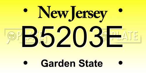 B5203E New Jersey License Plate