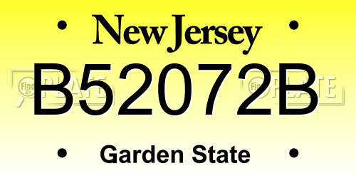 B52072B New Jersey License Plate