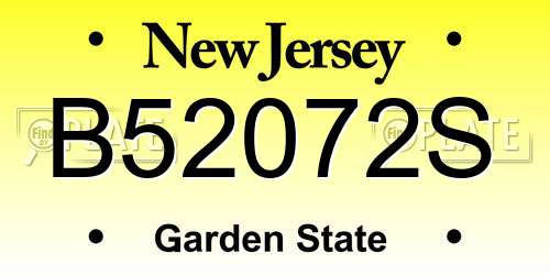 B52072S New Jersey License Plate