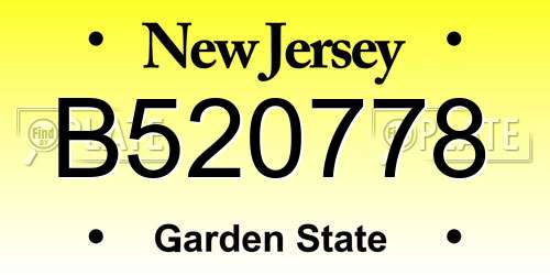 B520778 New Jersey License Plate