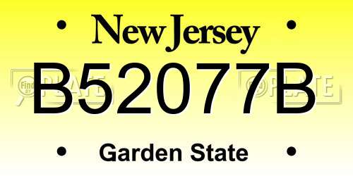 B52077B New Jersey License Plate
