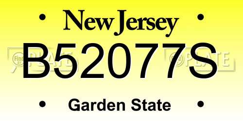 B52077S New Jersey License Plate