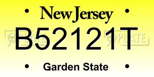B52121T New Jersey License Plate