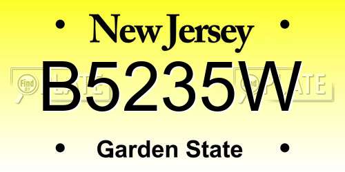 B5235W New Jersey License Plate