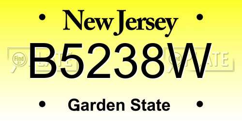 B5238W New Jersey License Plate