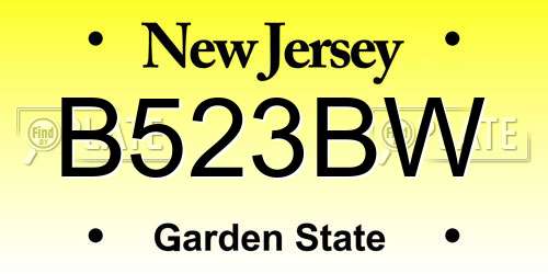 B523BW New Jersey License Plate