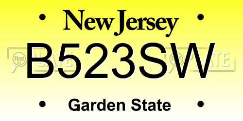 B523SW New Jersey License Plate