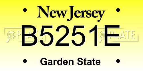B5251E New Jersey License Plate
