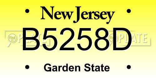 B5258D New Jersey License Plate