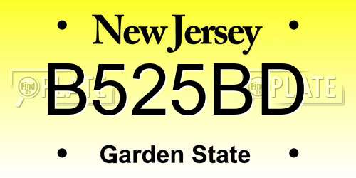 B525BD New Jersey License Plate