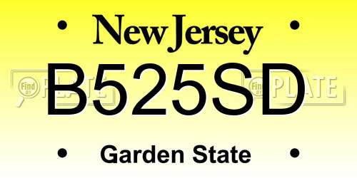 B525SD New Jersey License Plate