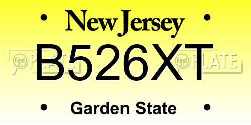B526XT New Jersey License Plate
