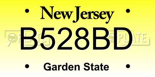 B528BD New Jersey License Plate