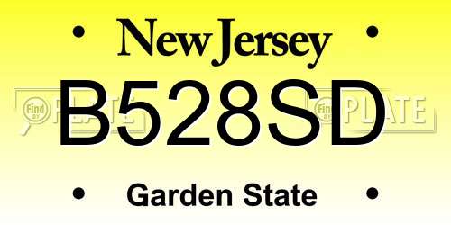 B528SD New Jersey License Plate