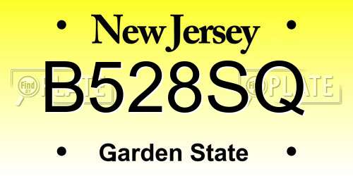 B528SQ New Jersey License Plate