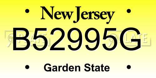 B52995G New Jersey License Plate