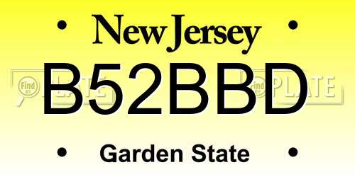 B52BBD New Jersey License Plate
