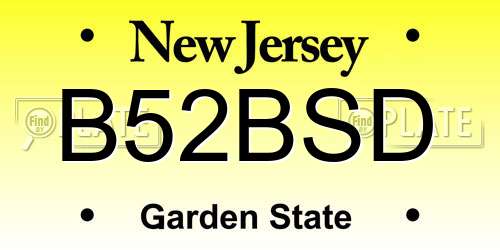 B52BSD New Jersey License Plate