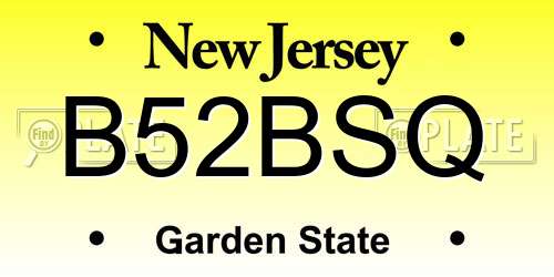 B52BSQ New Jersey License Plate