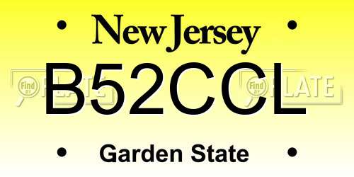 B52CCL New Jersey License Plate