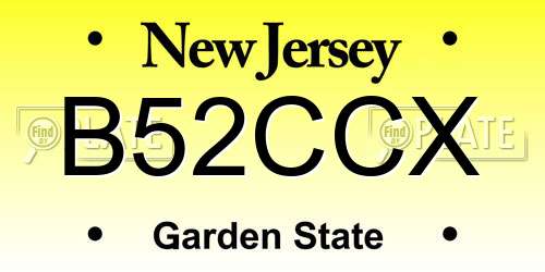 B52CCX New Jersey License Plate