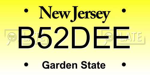 B52DEE New Jersey License Plate