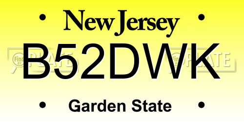 B52DWK New Jersey License Plate