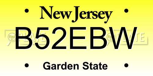 B52EBW New Jersey License Plate